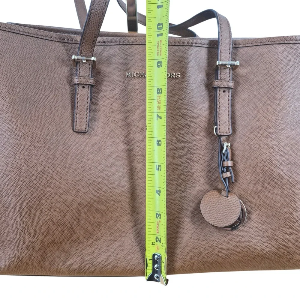 Michael Kors Brown Saffiano Leather Tote Bag Gold Hardware Shoulder Bag